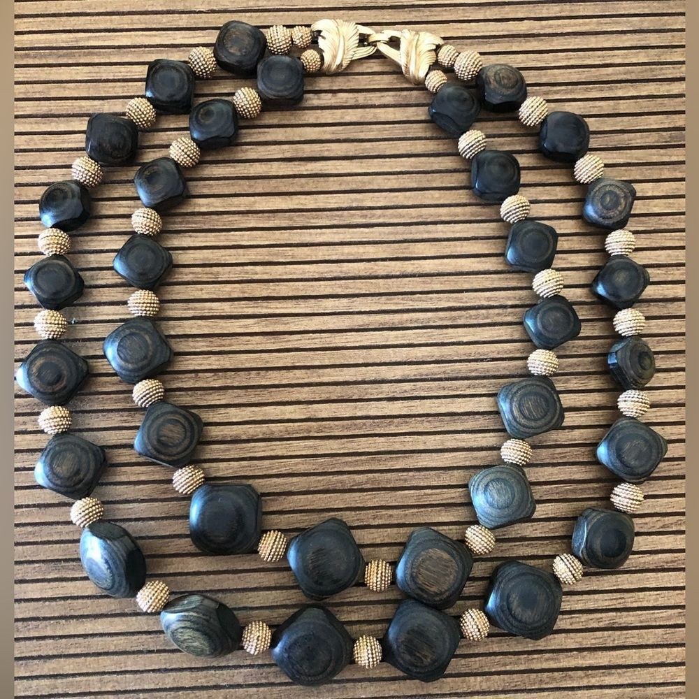 Vtg Boucher Exotic Wood Necklace